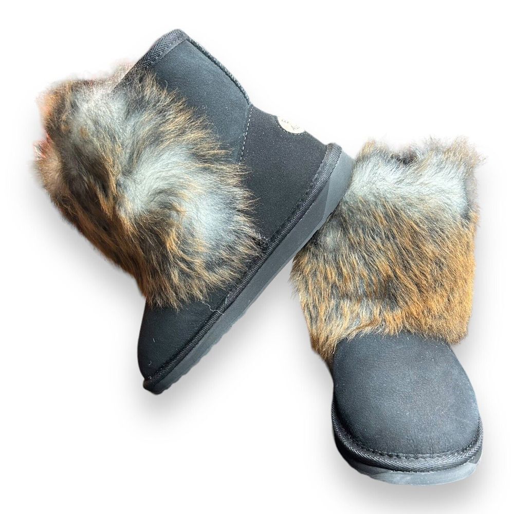 EMU AUSTRALIA Stinger Mini Lava Black Women's Size 5 Fur Embellished Boots